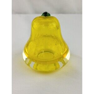 MID-CENTURY MURANO GLASS PEAR YELLOW GREEN MADE IN ITALY PAPER WEIGHT